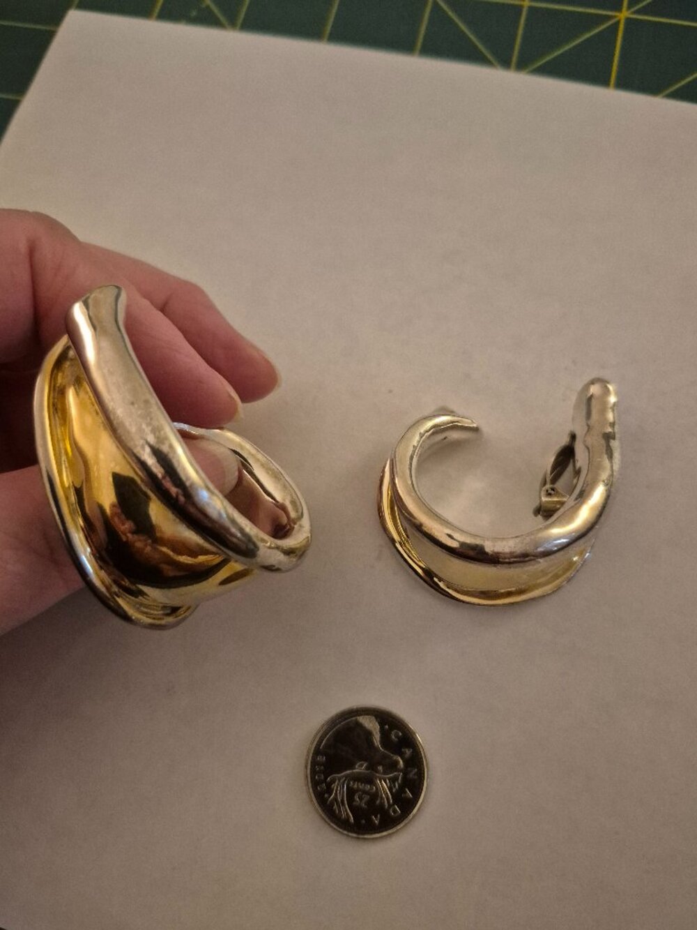 VTG David Varsano Sterling Silver Two-Tone Statement Clip-On Earrings 35g